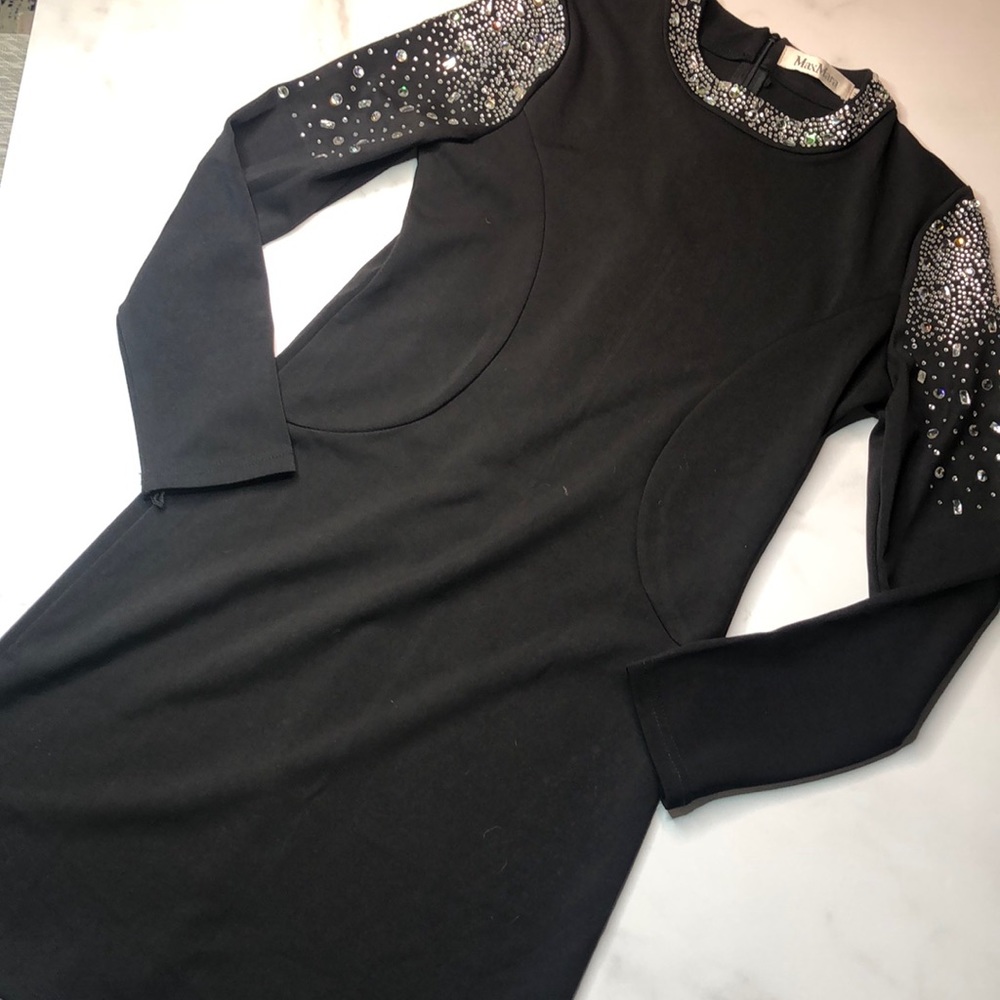 MaxMara Body-con Rhinestone Detail Cocktail Dress - Picture 1 of 5